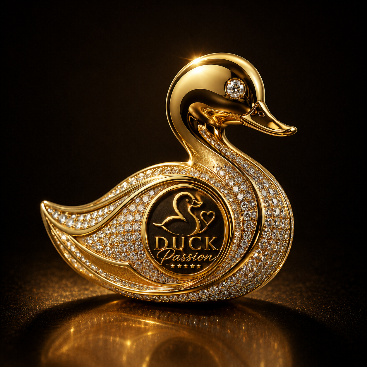 Création 3D DuckPassion en finition dorée et sertie