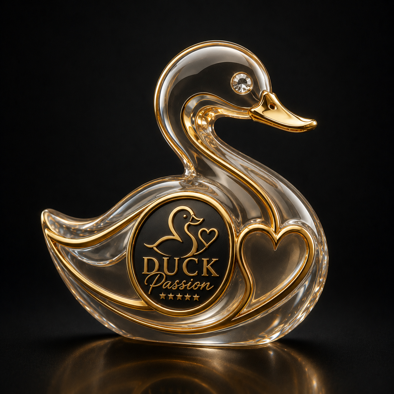 Création 3D DuckPassion transparente et dorée